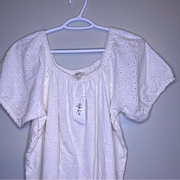 NWT Style & Co 2 Pack White & Sage Green Off Shoulder Short Sleeve Modest 0X - Picture 9 of 11